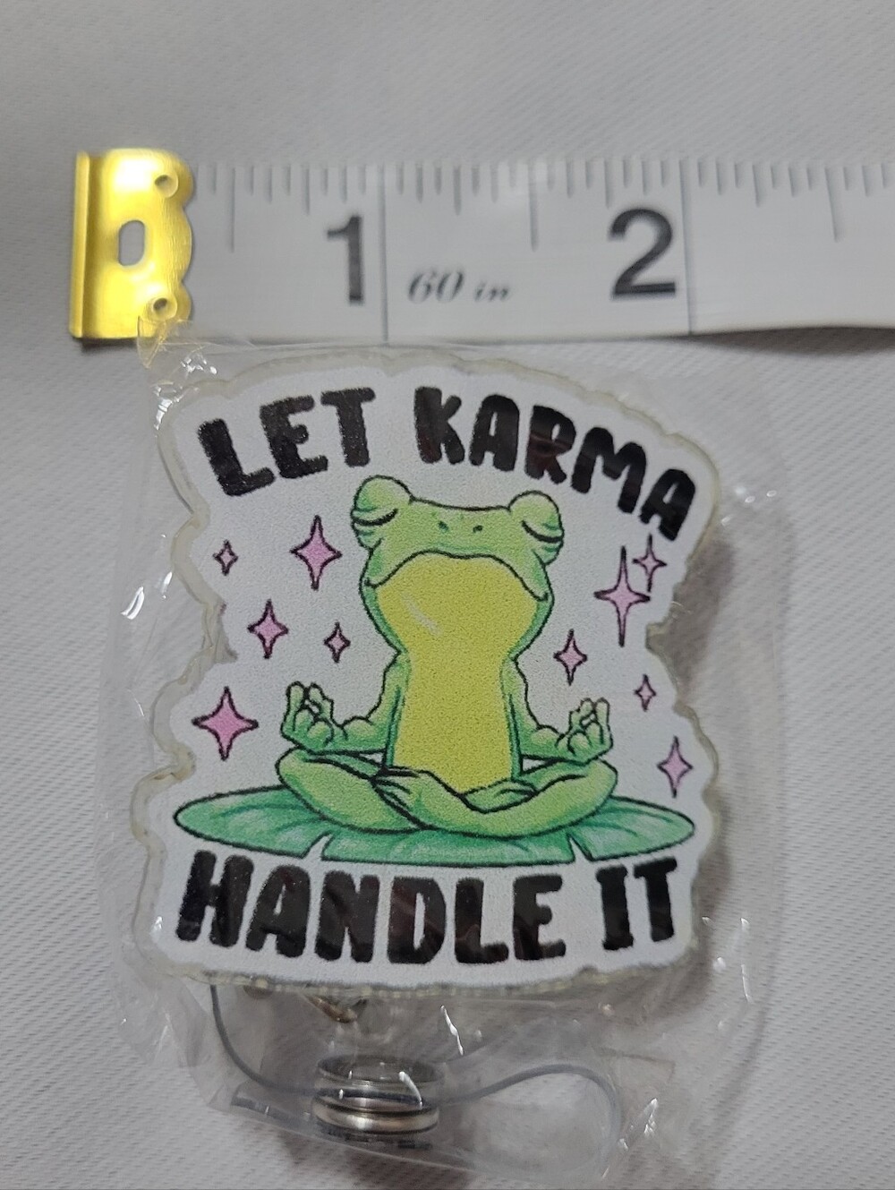 Let Karma Handle It Green Frog Reptile Badge Reel